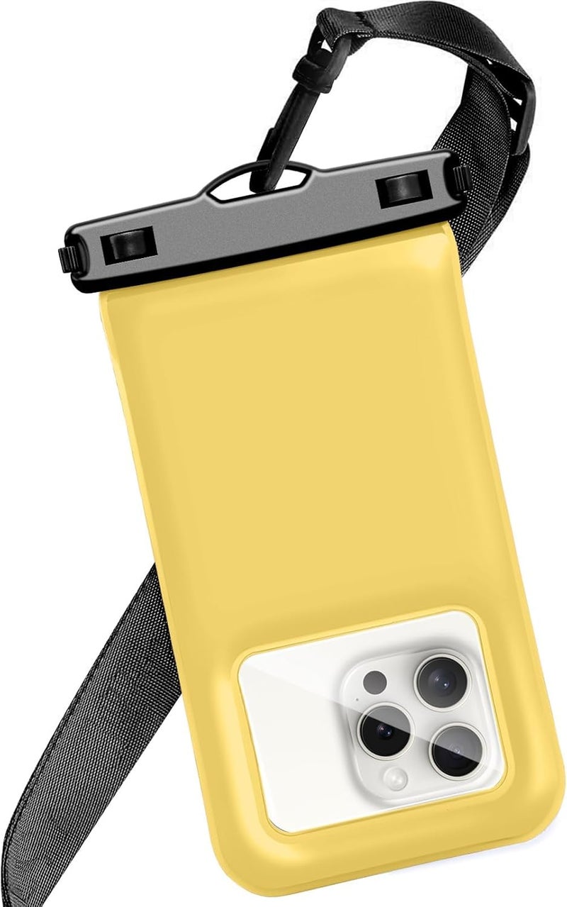 Foweroty Floatable Soap Bubble Waterproof Phone Pouch/Case with Crossbody Lanyard for iPhone 17 16 Pro Max/15 Pro/14/13/12, IP68 Cellphone Dry Bag Beach Cruise Ship Essentials, 1 Pack-Yellow-7″ - Image 1